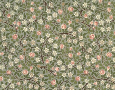 Small pink and white flower wallpaper design by William Morris